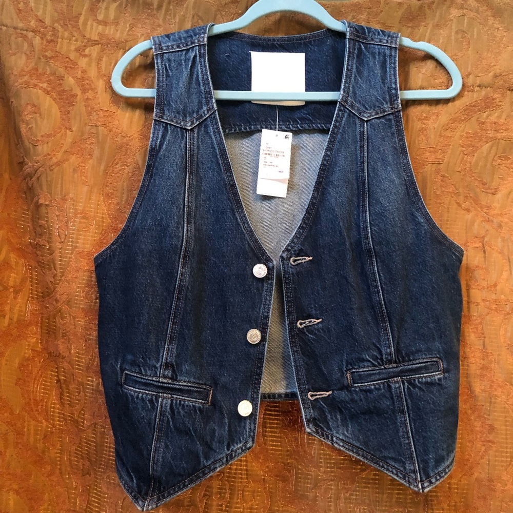 MOTHER Masked Rider Dark Wash Denim Vest - Medium - NWT